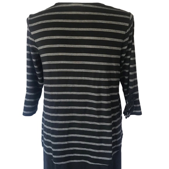 J Jill Pima Tie Sleeve Tee -striped top. Size 1X - Picture 4 of 10